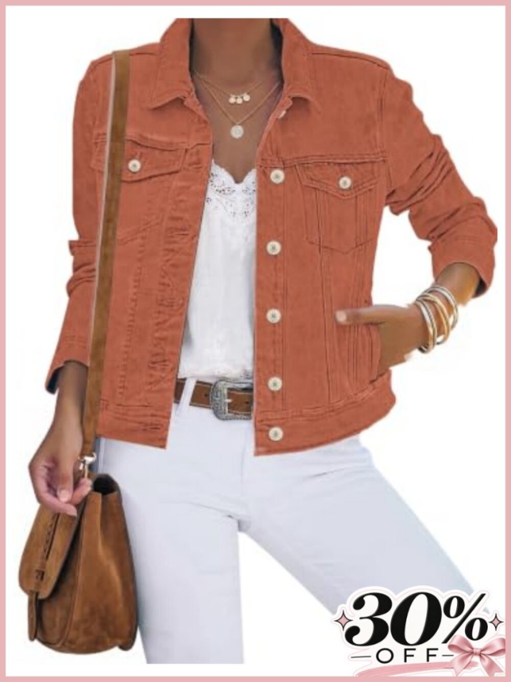 Button Down Stretch Fitted Long Sleeve Denim Jean Jacket